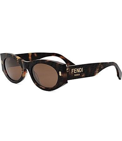 FENDI Womens Fendi Roma 52mm FF Havana Oval Cat Eye Sunglasses - Shiny FF Havana Product Image