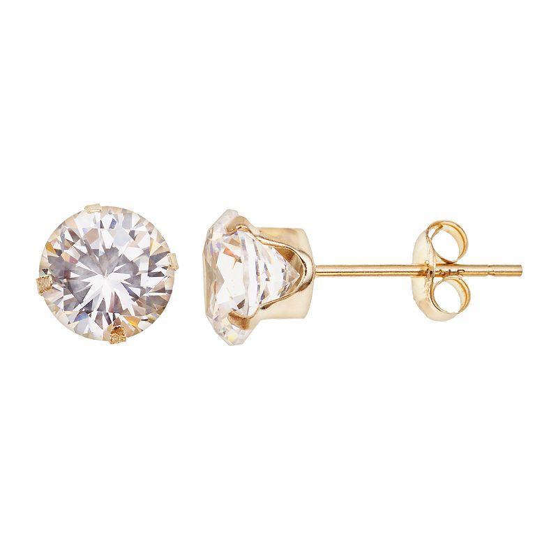 Taylor Grace 10k Gold Cubic Zirconia Stud Earrings, Womens, White Product Image