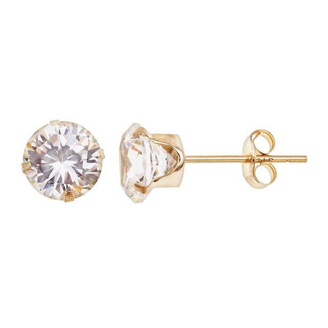 Taylor Grace 10k Gold Cubic Zirconia Stud Earrings, Womens, White Product Image