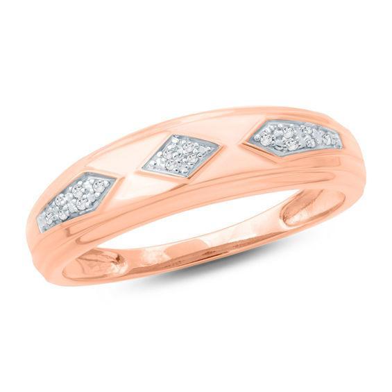 Men's Diamond Accent Retro Geometric Wedding Band in 10K Rose Gold Product Image