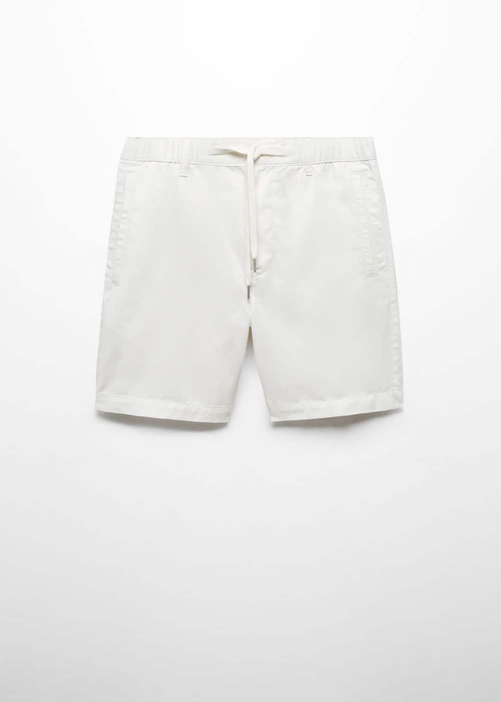 MANGO MAN - 100% cotton drawstring Bermuda shorts off whiteMen Product Image