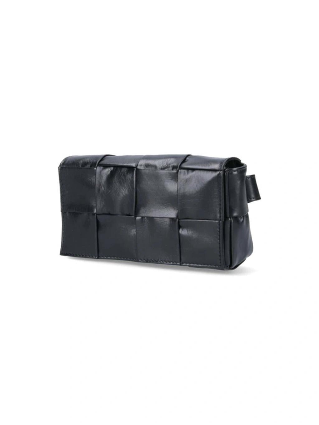 BOTTEGA VENETA Virgule Intrecciato Leather Bag In Black Product Image