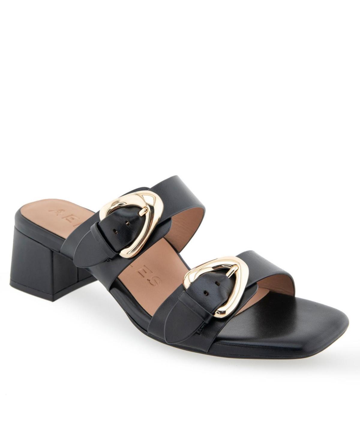 Aerosoles Estella Womens Heeled Leather Slide Sandals Product Image