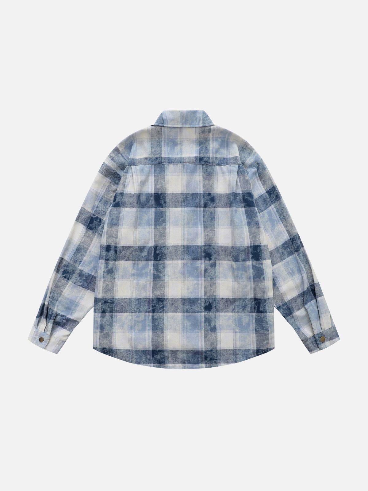 Aelfric Eden Plaid Zip Up Long Sleeve Shirt Product Image