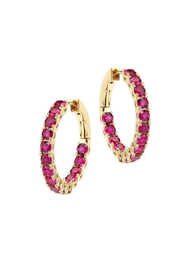 Womens Perfect Tennis Color 18K-Gold-Plated Sterling Silver & Crystal Hoop Earrings Product Image