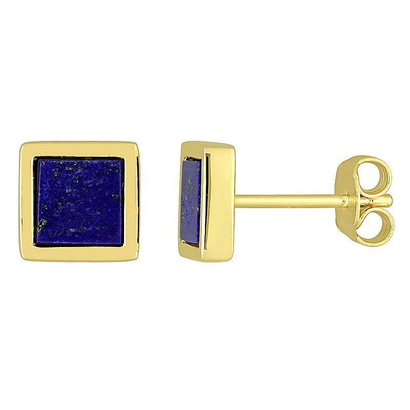 Stella Grace Mens 18k Gold Over Silver Lapis Lazuli Square Stud Earrings, Blue Product Image