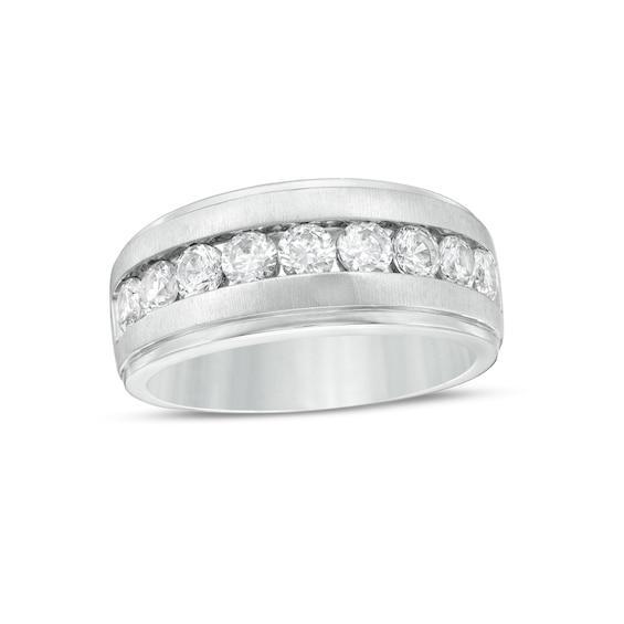 Men's 1-1/2 CT. T.w. Diamond Nine Stone Wedding Band in 10K White Gold Product Image