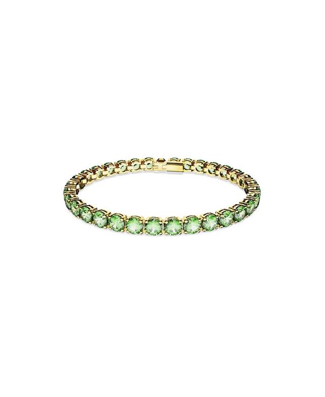 Swarovski Matrix Green Crystal Tennis Bracelet in Gold Tone Product Image