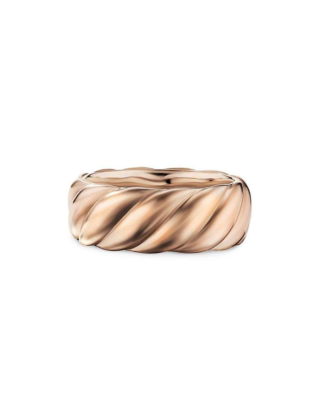 Mens Sculpted Cable Contour Band Ring in 18K Rose Gold, 9MM Product Image