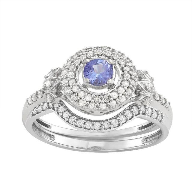 14k White Gold Gemstone & 5/8 Carat T.W. Diamond Engagement Ring, Womens, Purple Product Image