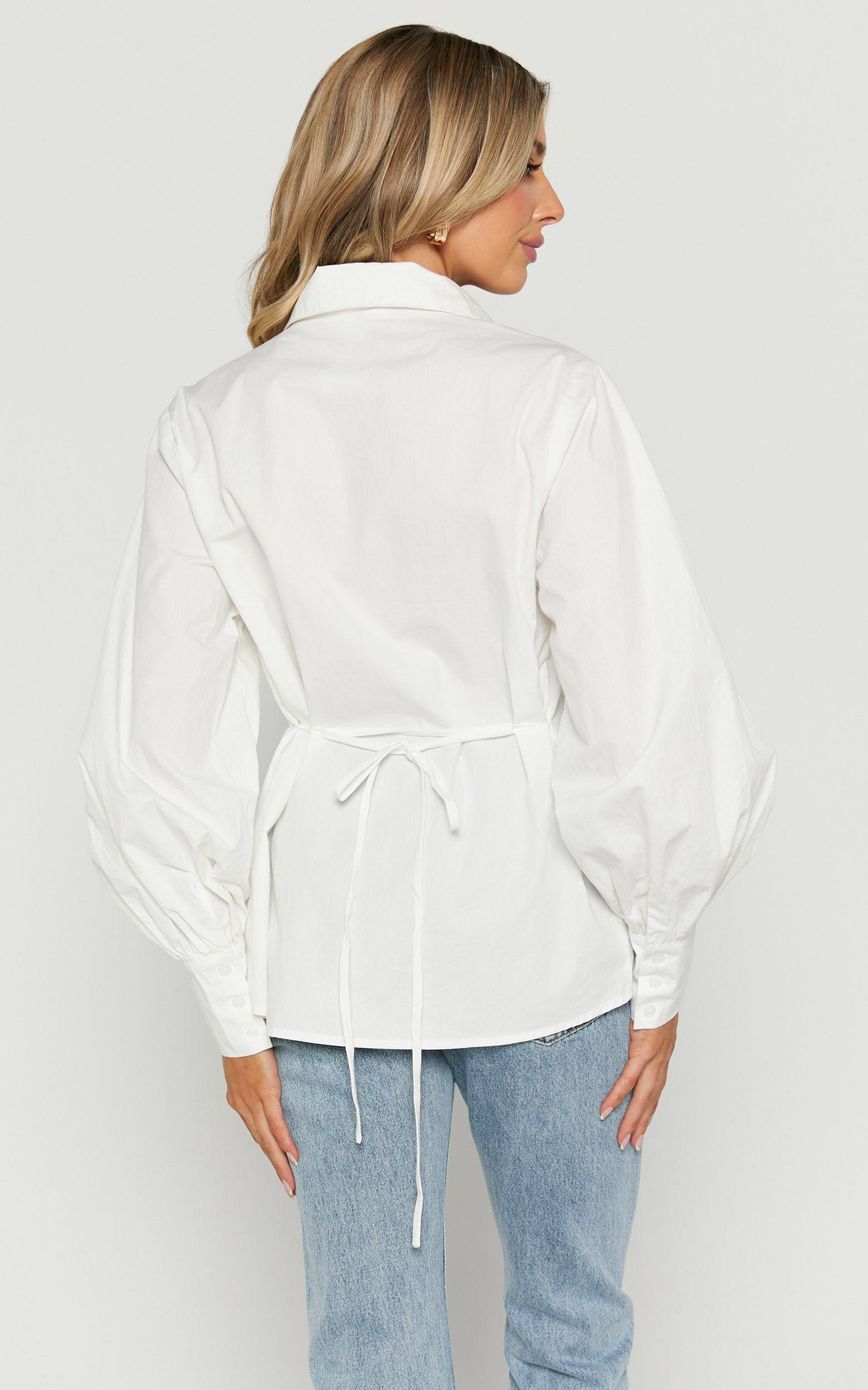 Tansu Long Sleeve Tie Back Shirt in White Product Image