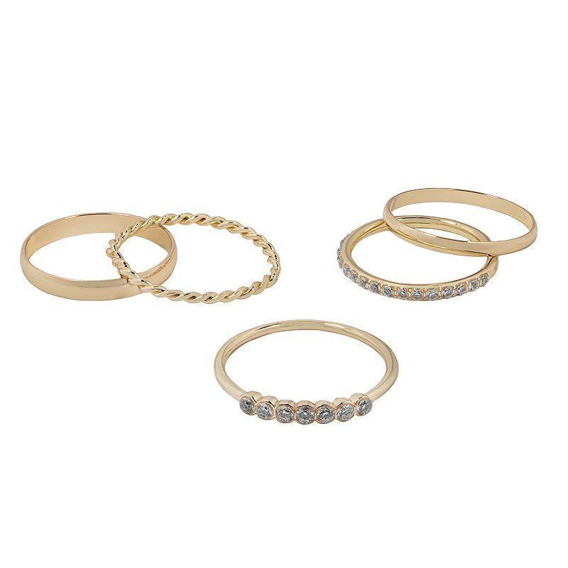 LC Lauren Conrad Gold Tone 5-Pair Ring Set, Womens Product Image