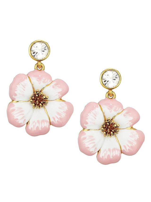 Crystal Enamel Flower Drop Earrings Product Image