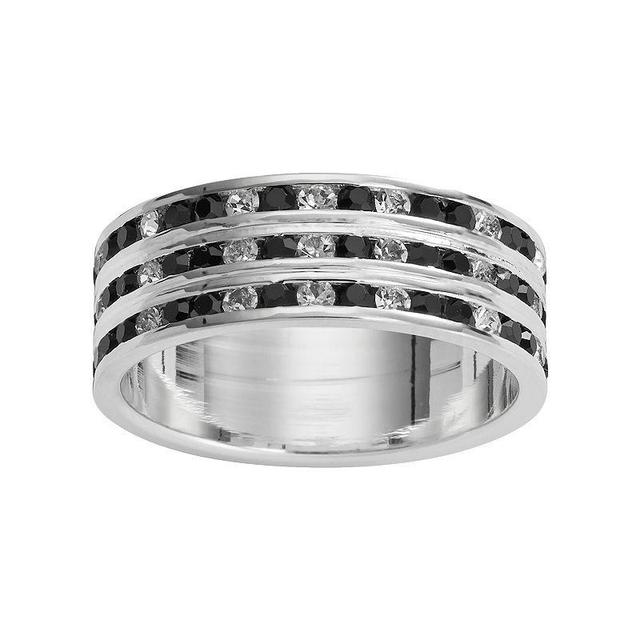 Traditions Jewelry Company Silver Plate Black & White Crystal Multirow Ring, Womens Product Image