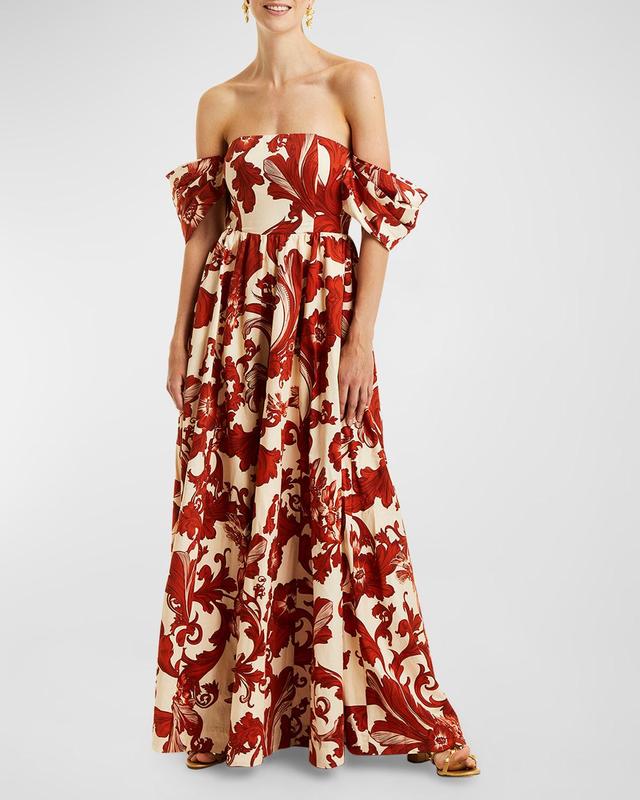 Womens Odette Printed Cap-Sleeve Gown Product Image