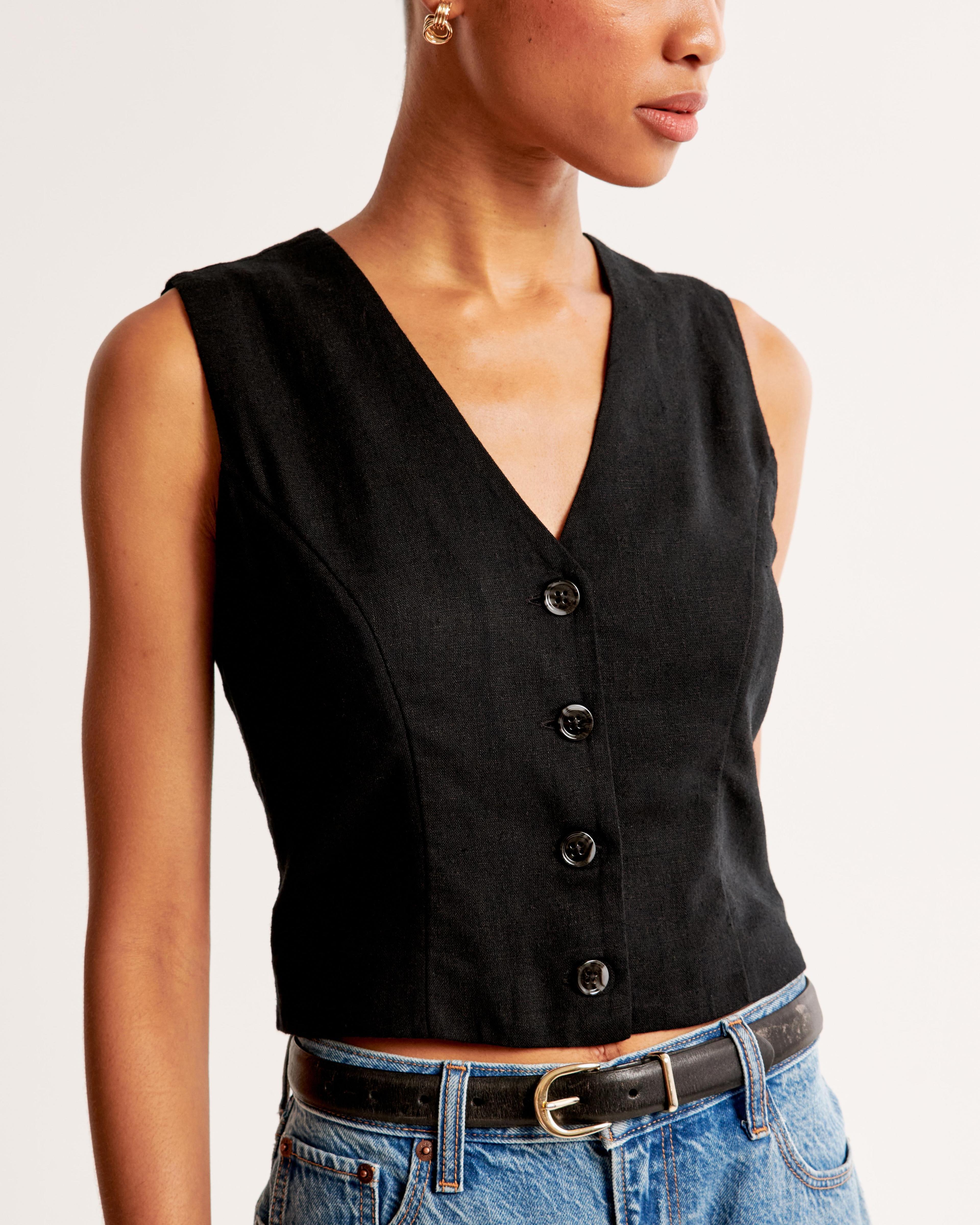 The A&F Mara Linen-Blend Vest Product Image