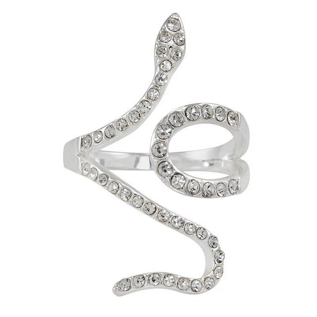 City Luxe Silver Tone Crystal Pave Snake Ring, Womens Silver Tone Clear Product Image