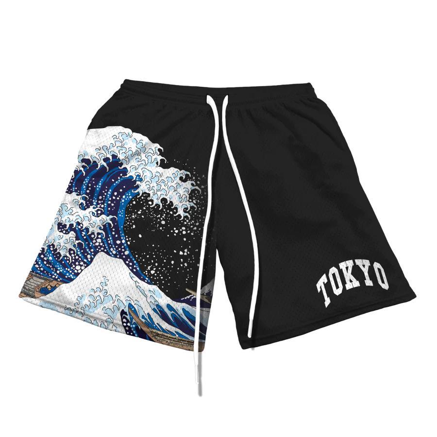 Kanagawa Wave Casual Mesh Shorts Product Image