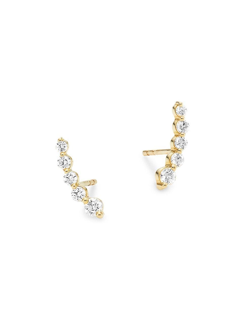 Womens Gia 14K Yellow-Gold & Diamond Ear Crawler Earrings Product Image