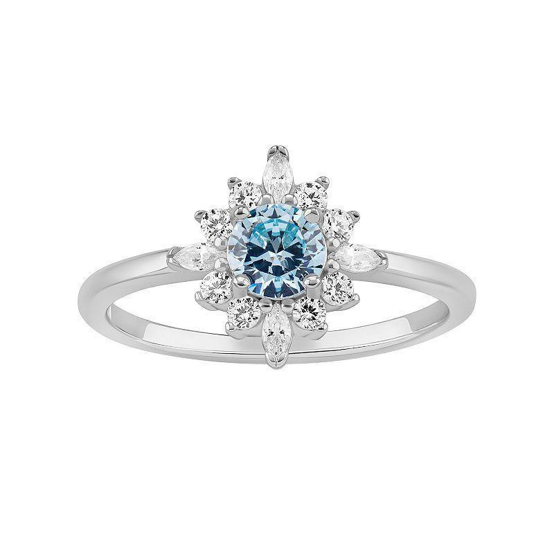 PRIMROSE Sterling Silver Cubic Zirconia Polished Ring, Womens Sterling Blue Product Image