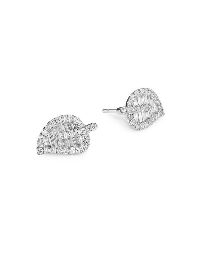 18K Gold & Diamond Medium Leaf Studs Product Image