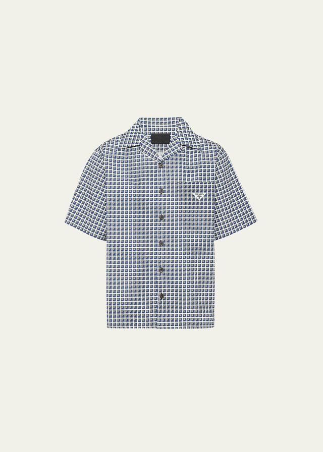 Mens Geometric Poplin Camp Shirt Product Image