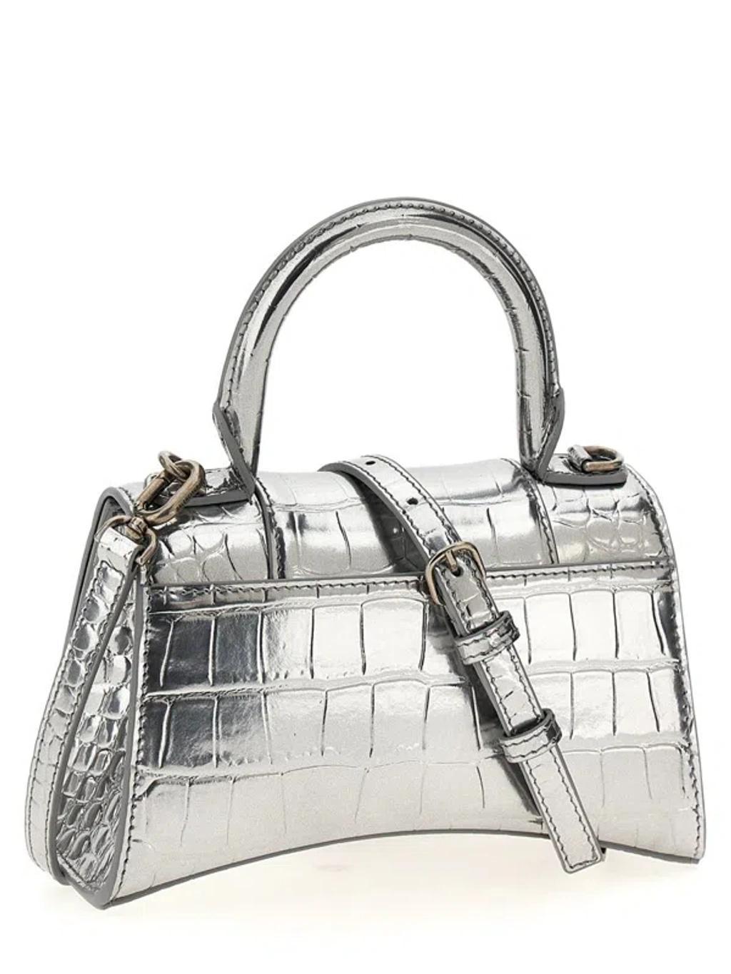 BALENCIAGA Xs Hourglass Top Handle Bag In Silver Product Image