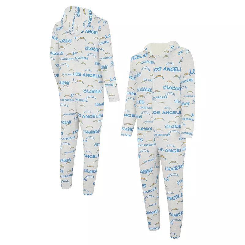 Mens Concepts Sport Los Angeles Chargers Allover Print Docket Union Full-Zip Hooded Pajama Suit Product Image