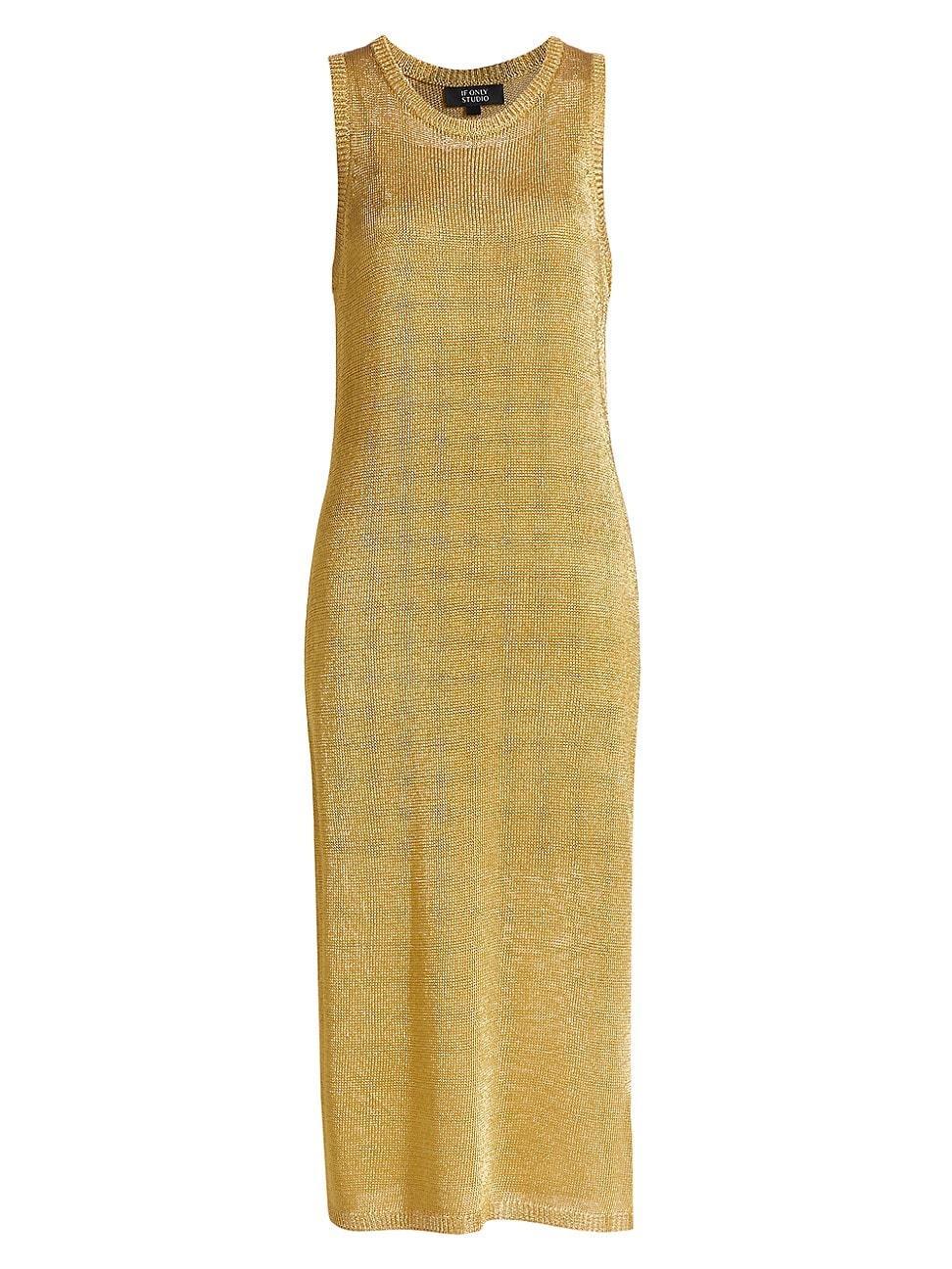 Womens Metallic Knit Scoopneck Midi-Dress product image