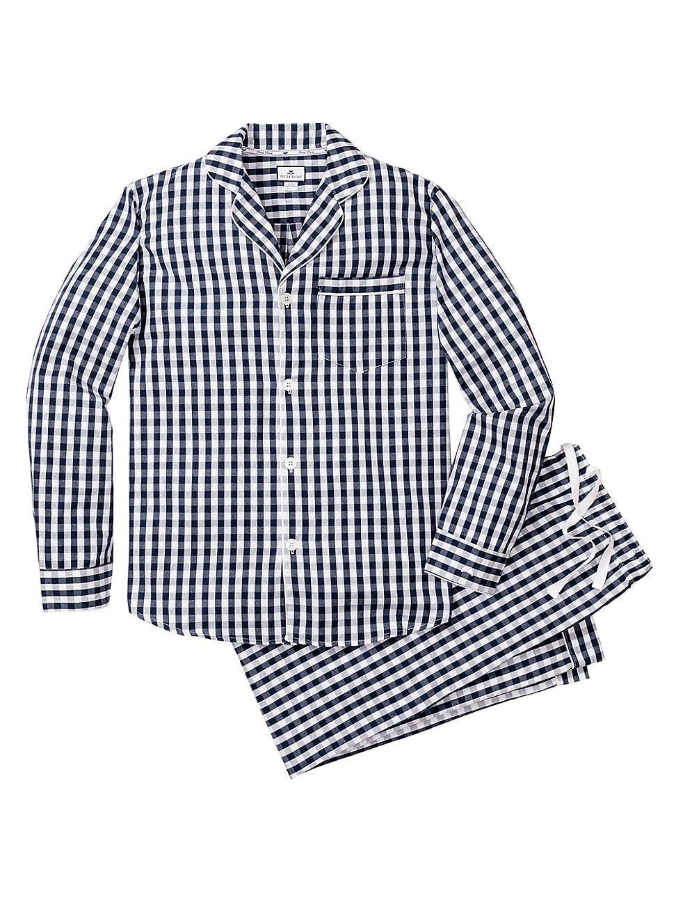 Petite Plume Mens Gingham Cotton Twill Pajamas Product Image