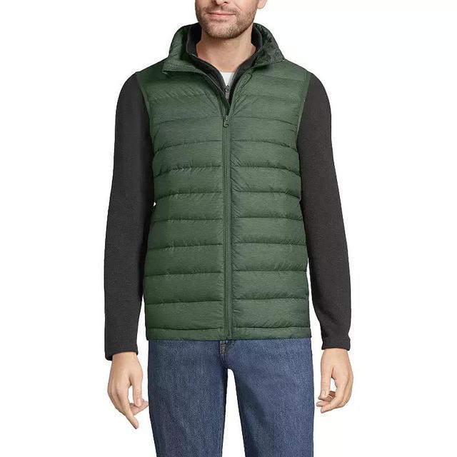 Mens Lands End Wanderweight Down Puffer Vest Cobalt Grey Product Image