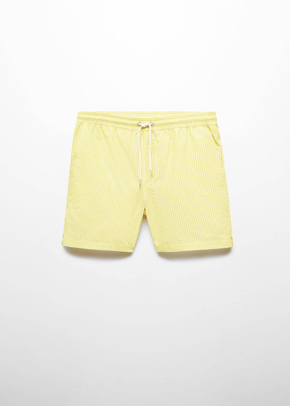 Mango Mens Seersucker Striped Drawstring Swimsuit Product Image