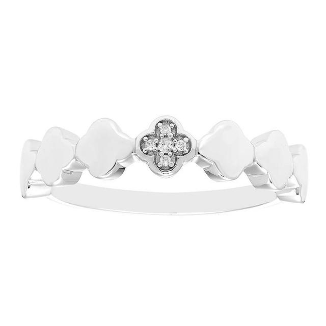 Boston Bay Diamonds Sterling Silver Diamond Accent Quatrefoil Stackable Ring, Womens White Product Image