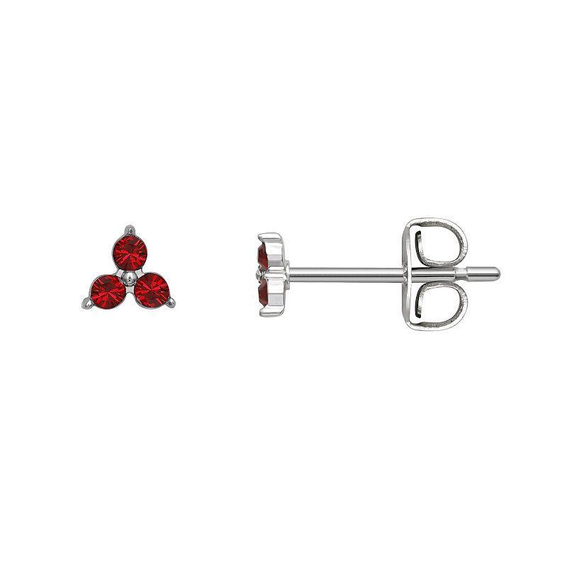 Brilliance Silver Tone Triple Crystal Birthstone Stud Earrings, Womens, Silver Tone January Product Image