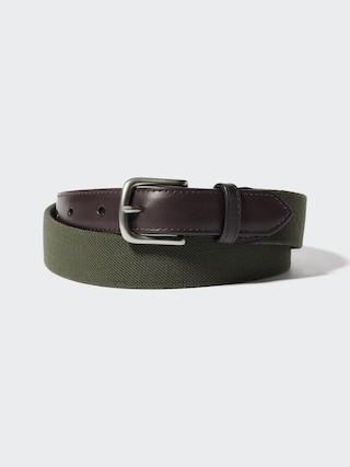 Mens Leather Combination Belt Olive XL UNIQLO US Product Image