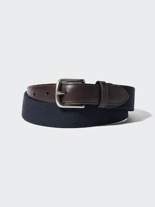 Mens Leather Combination Belt Navy Medium UNIQLO US Product Image