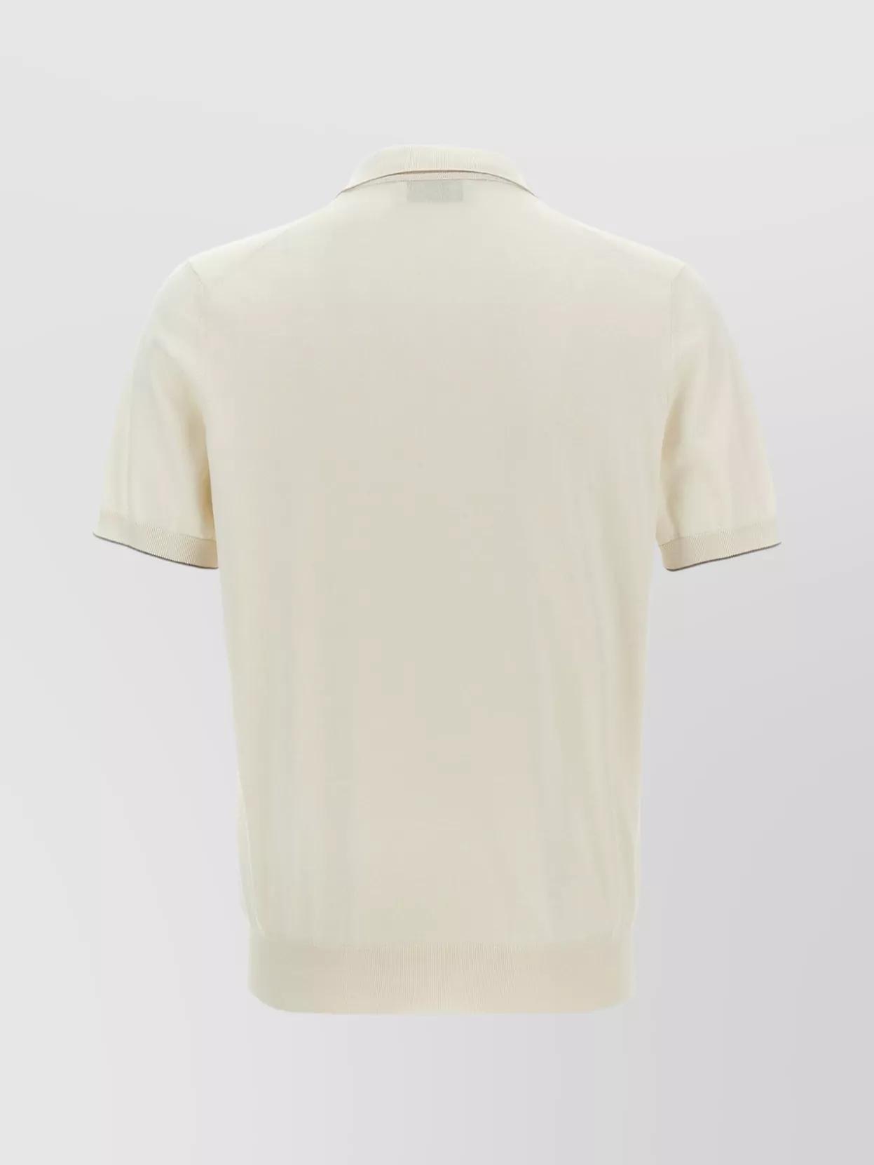 BRUNELLO CUCINELLI Knit Fabric V-neck Polo Shirt In White Product Image