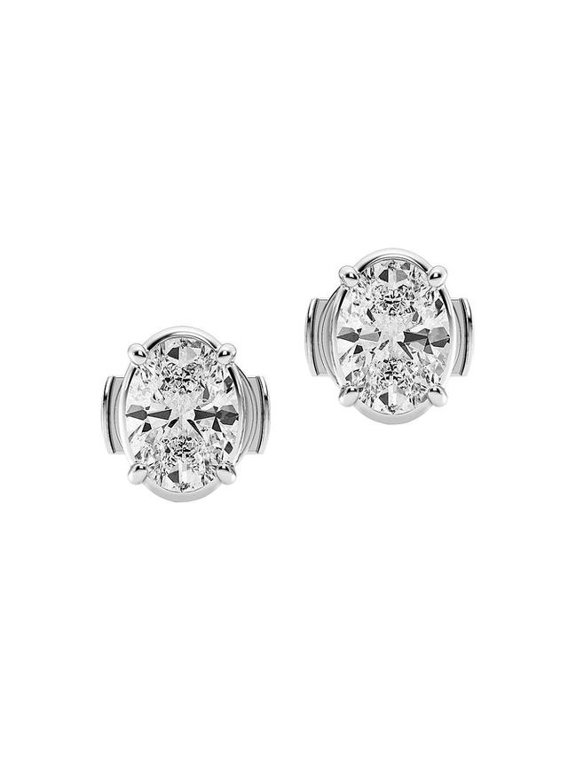 Womens 14K White Gold & 2 TCW Oval Lab-Grown Diamond Stud Earrings Product Image