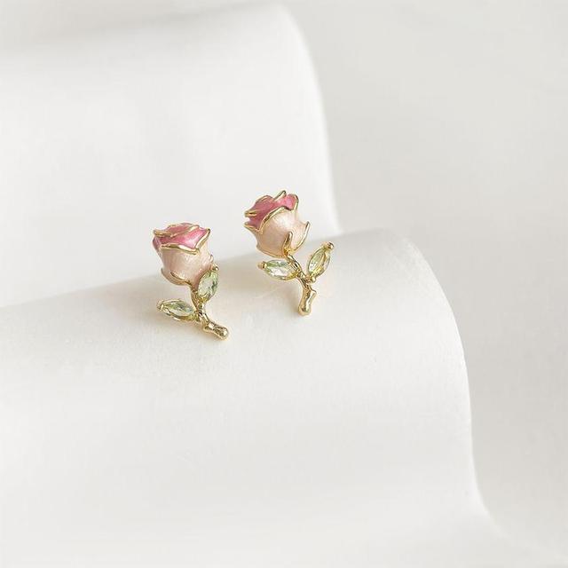 Rose Rhinestone Alloy Stud Earring Product Image