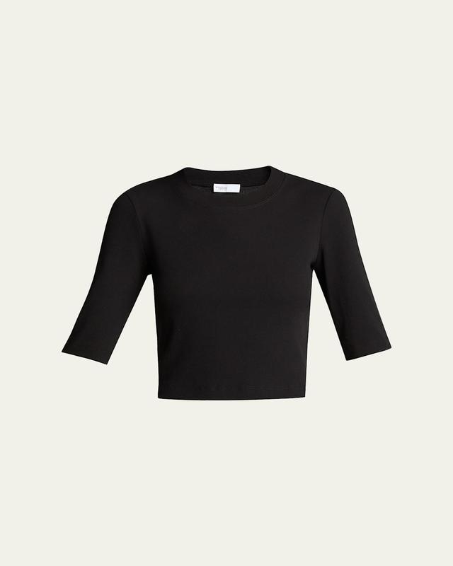 Cotton Cropped-Sleeve T-Shirt Product Image