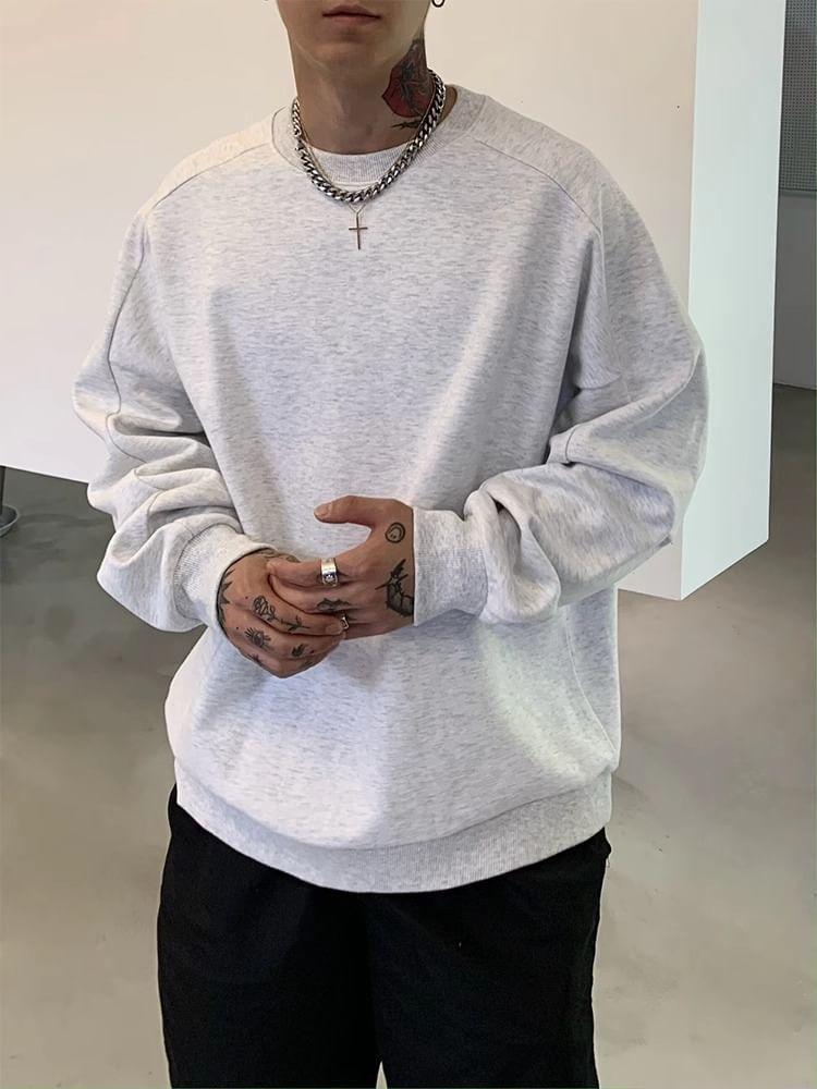 Crew Neck Plain Sweatshirt Product Image