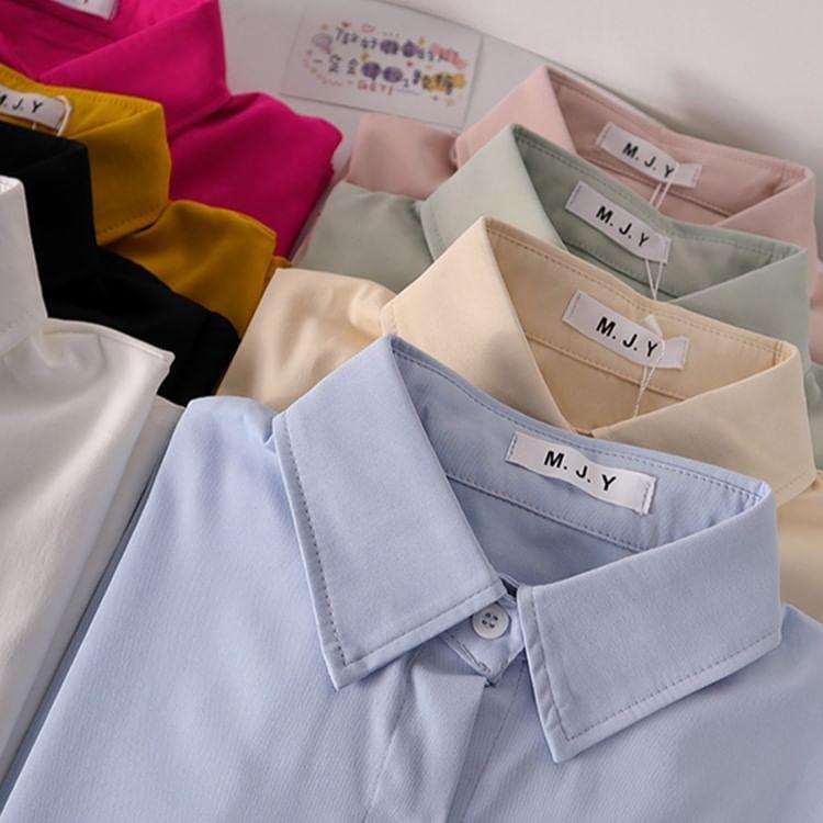 Long-Sleeve Button-Up Plain Shirt product image