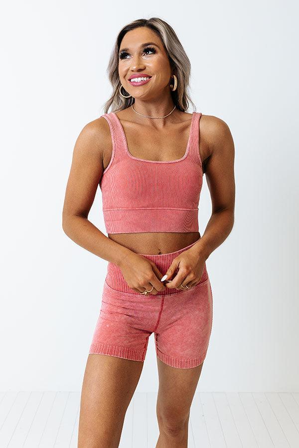 Doing The Most Ribbed Crop Top in Rose Product Image