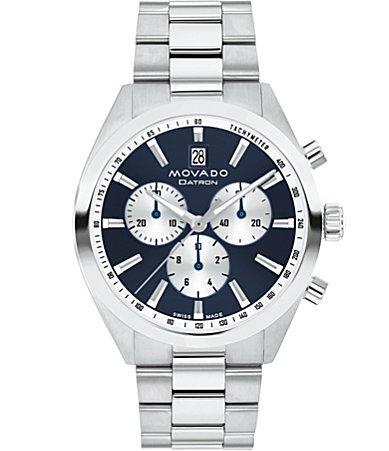 Movado Mens Datron Swiss Quartz Chrono Silver Tone Stainless Steel Watch 40mm - Silver-Tone Product Image