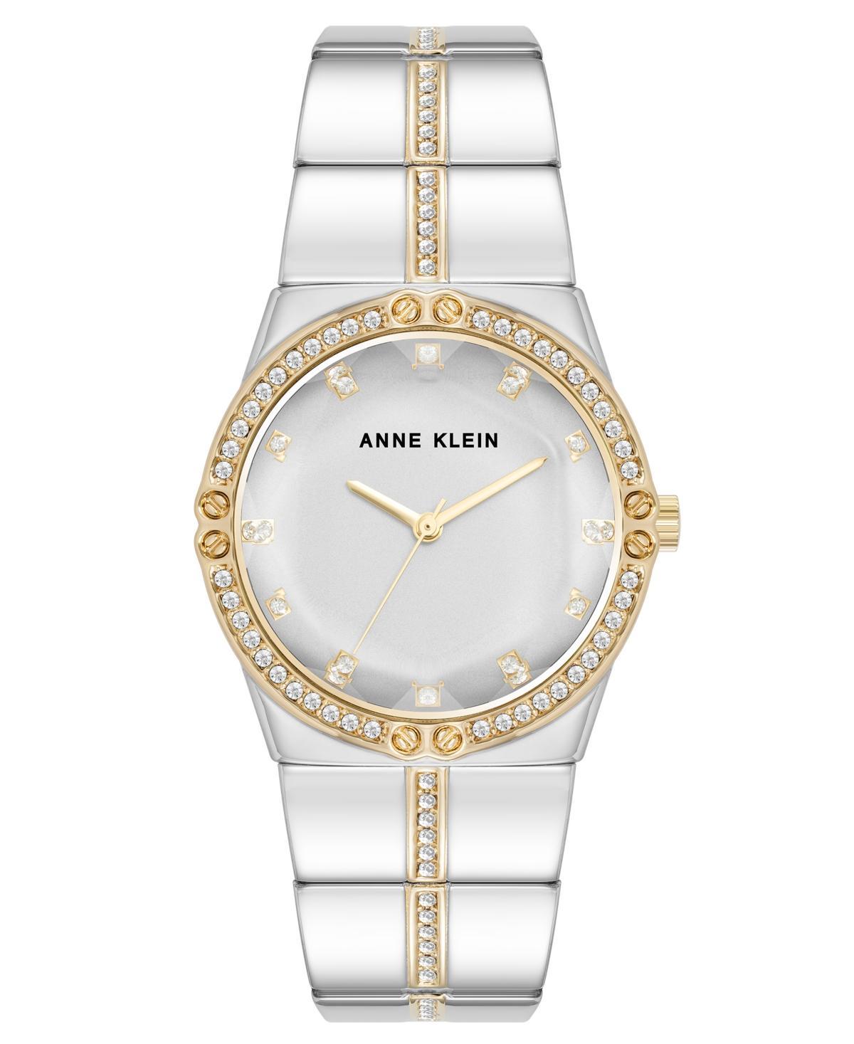 Anne Klein Womens Quartz Faceted Crystal Bezel Two-Tone Alloy Metal Watch, 32mm - Silver-Tone/Gold-Tone Product Image