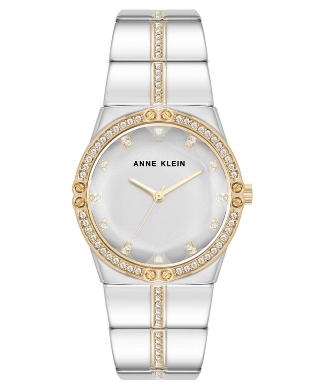 Anne Klein Womens Quartz Faceted Crystal Bezel Two-Tone Alloy Metal Watch, 32mm - Silver-Tone/Gold-Tone Product Image