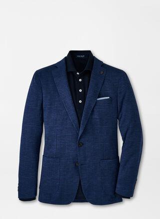 Peter Millar Mens Dayton Knit Plaid Soft Jacket | Color: Navy | Size: 47 Product Image