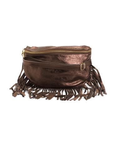 Leather Metallic Fringe Bum Bag for Women Product Image