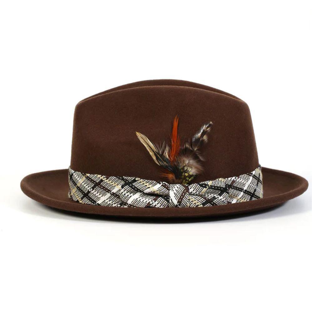 Brown Wool Felt Fedora Hat 2½ Brim Product Image