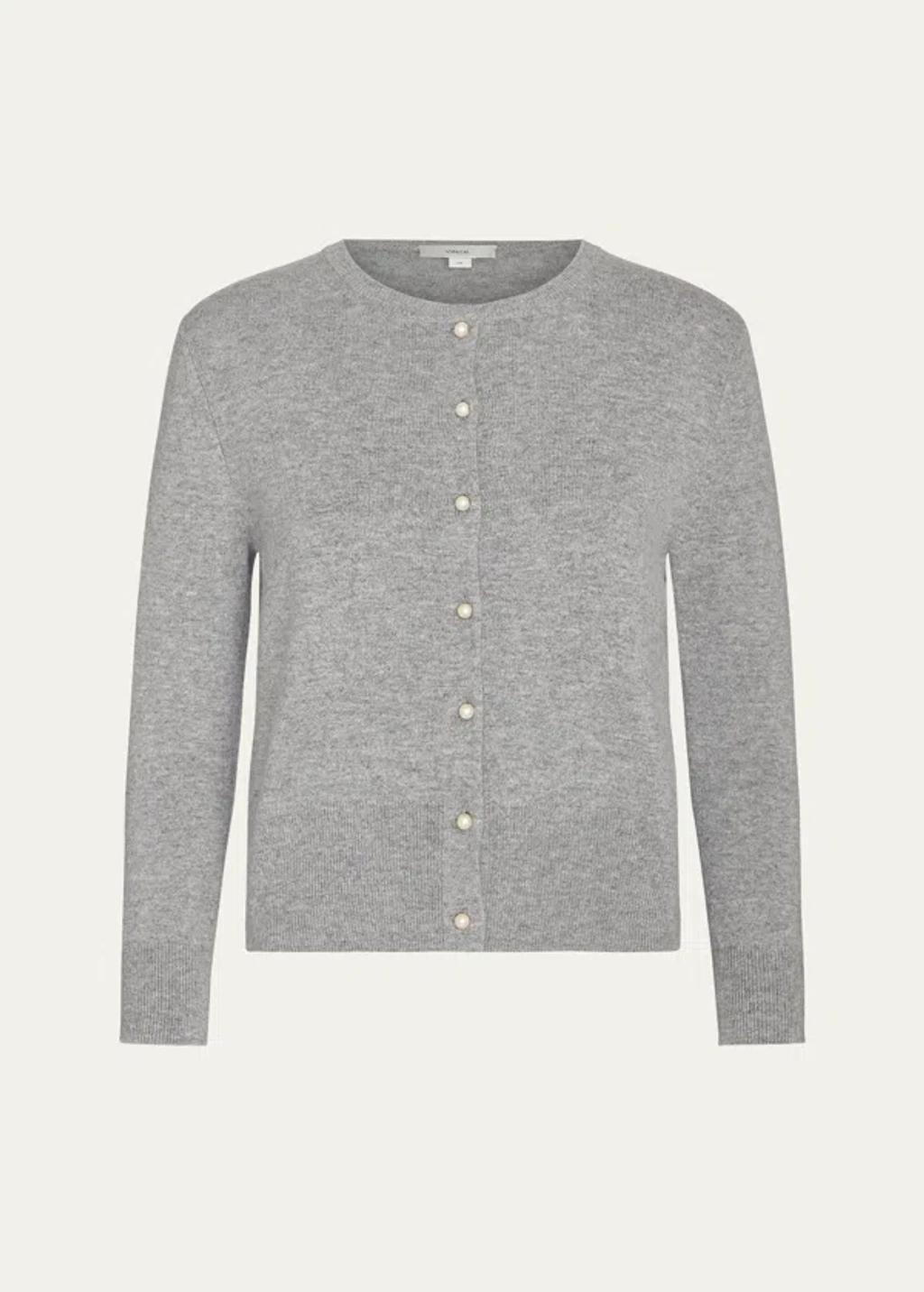 Wool And Cashmere Pearly Button Cardigan In Mid Grey product image